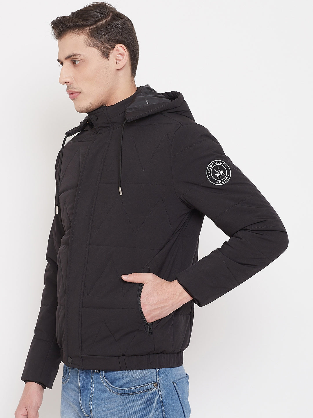 Solid Black Jacket-Mens Jackets-Crimsoune Club