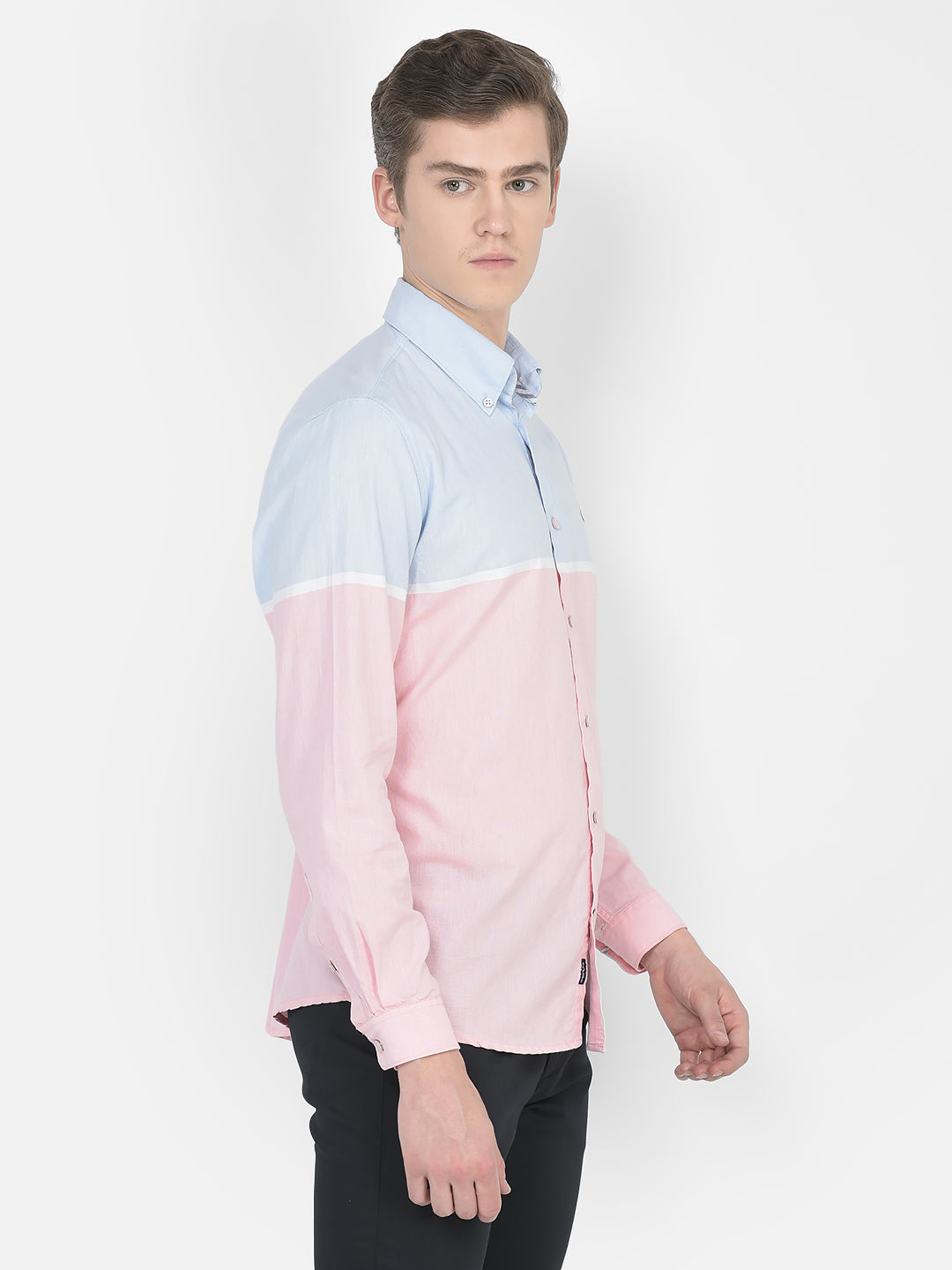 Pink Colour-Blocked Shirt-Men Shirts-Crimsoune Club