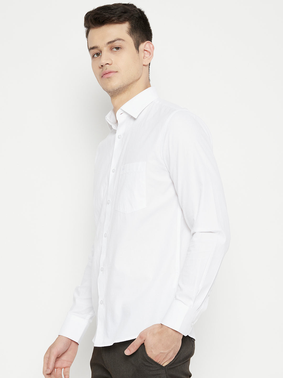 White Solid Shirt-Men Shirts-Crimsoune Club