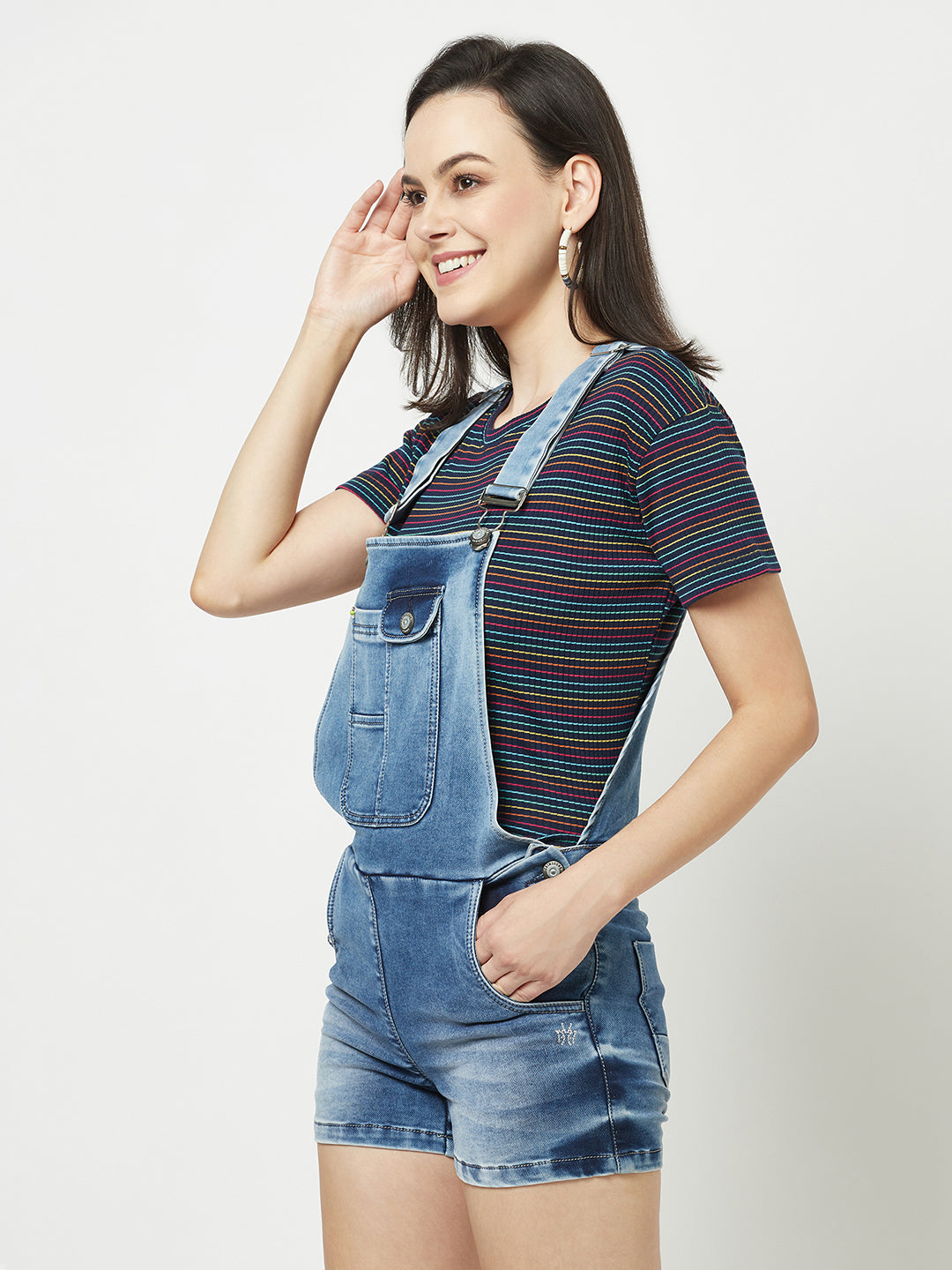 Denim Dungarees-Women Dungarees-Crimsoune Club