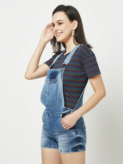 Denim Dungarees-Women Dungarees-Crimsoune Club