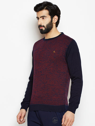 Maroon Solid Round Neck Sweater-Mens Sweaters-Crimsoune Club