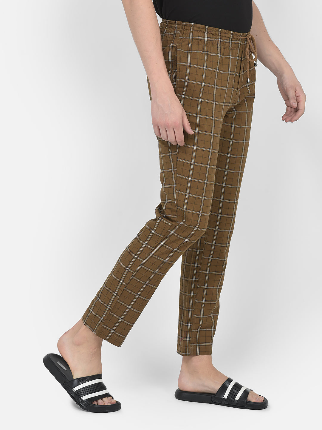 Brown Checked Lounge Pants-Men Lounge Pants-Crimsoune Club