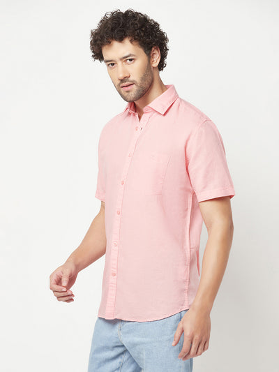Pink Linen Shirt-Men Shirts-Crimsoune Club