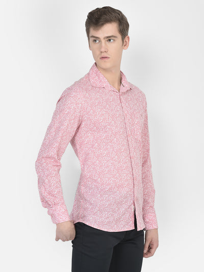 Baby Pink Floral Shirt-Men Shirts-Crimsoune Club