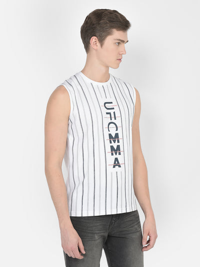 White Striped Tank T-Shirt-Men T-Shirts-Crimsoune Club