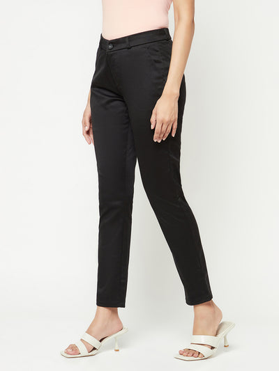 Black Slim Trousers-Women Trousers-Crimsoune Club