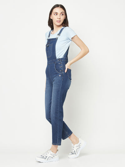 Blue Denim Dungarees-Women Dungarees-Crimsoune Club