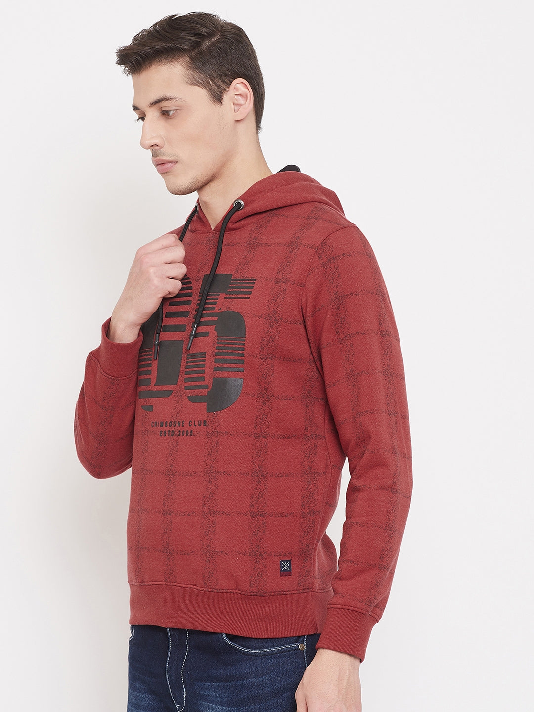 Printed Red Sweat Shirt-Mens Sweatshirts-Crimsoune Club