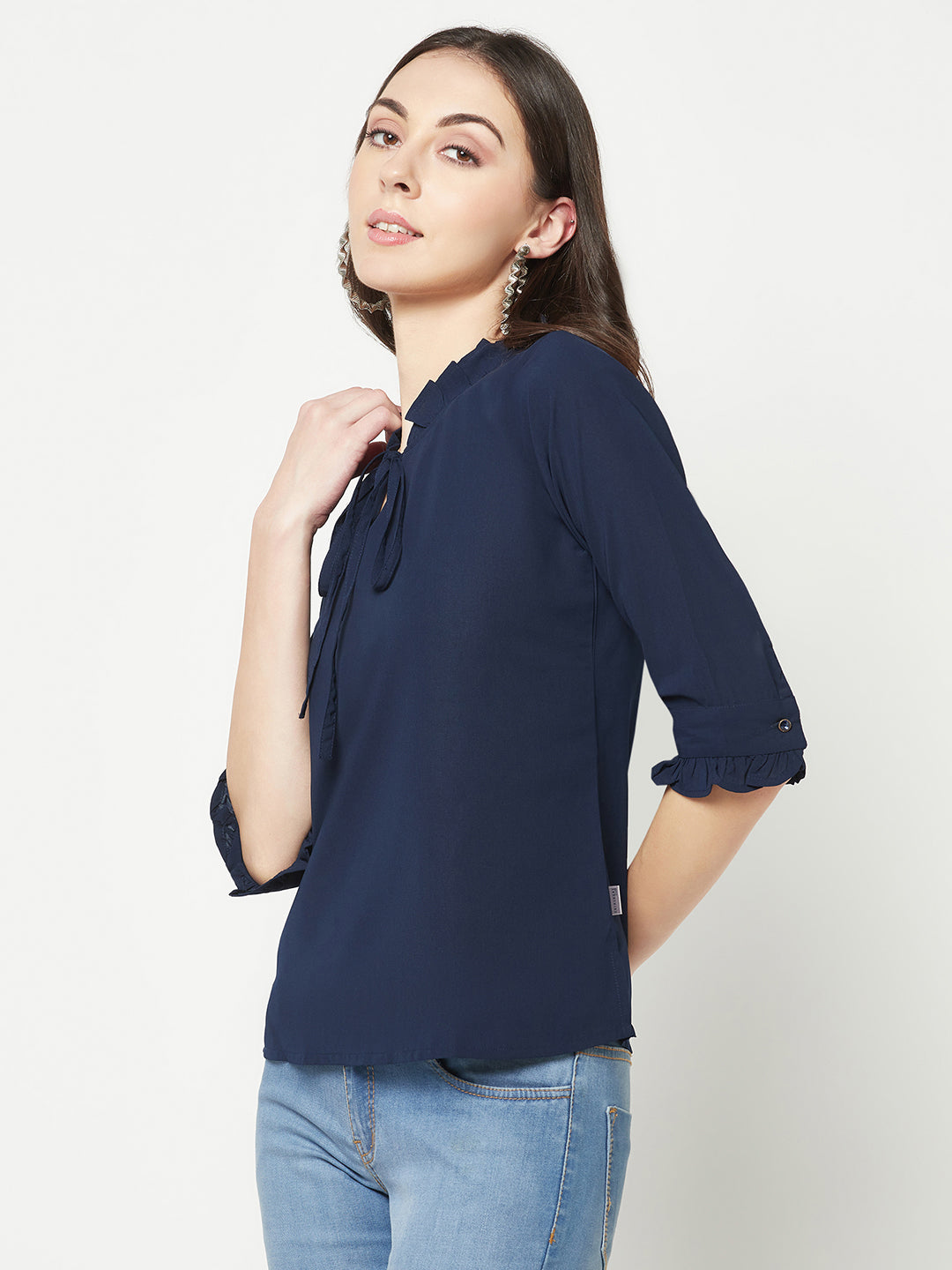 Navy Blue Top-Women Tops-Crimsoune Club