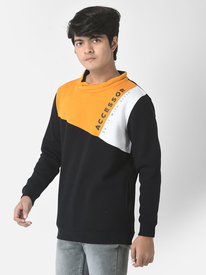 Mustard Colour-Blocked Sweatshirt-Boys Sweatshirts-Crimsoune Club