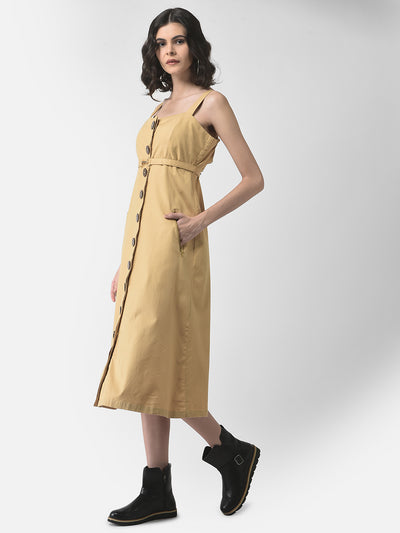 Khaki Midi Dress-Women Dresses-Crimsoune Club