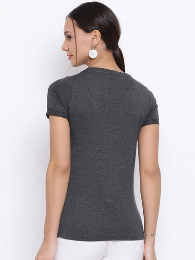 Grey Graphic T-shirt-Women T-Shirts-Crimsoune Club