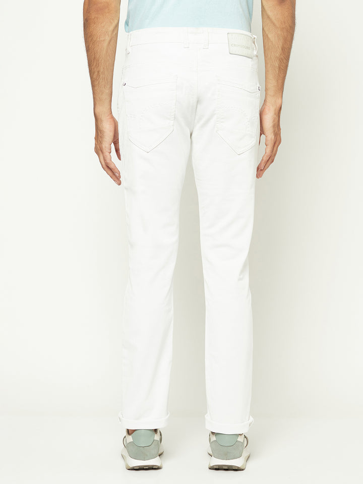 White Slim-Fit Denim-Men Jeans-Crimsoune Club