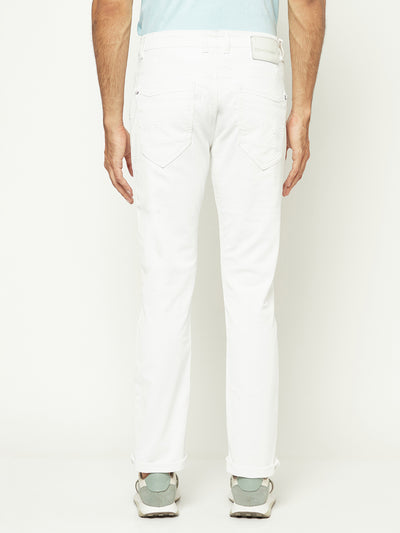 White Slim-Fit Denim-Men Jeans-Crimsoune Club