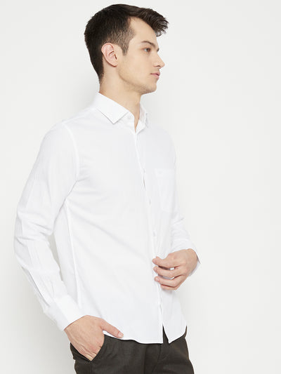 White Solid Shirt-Men Shirts-Crimsoune Club