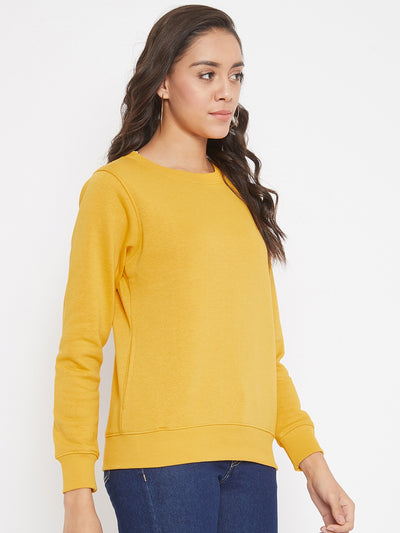 Solid Yellow Sweat Shirt-Women Sweatshirts-Crimsoune Club