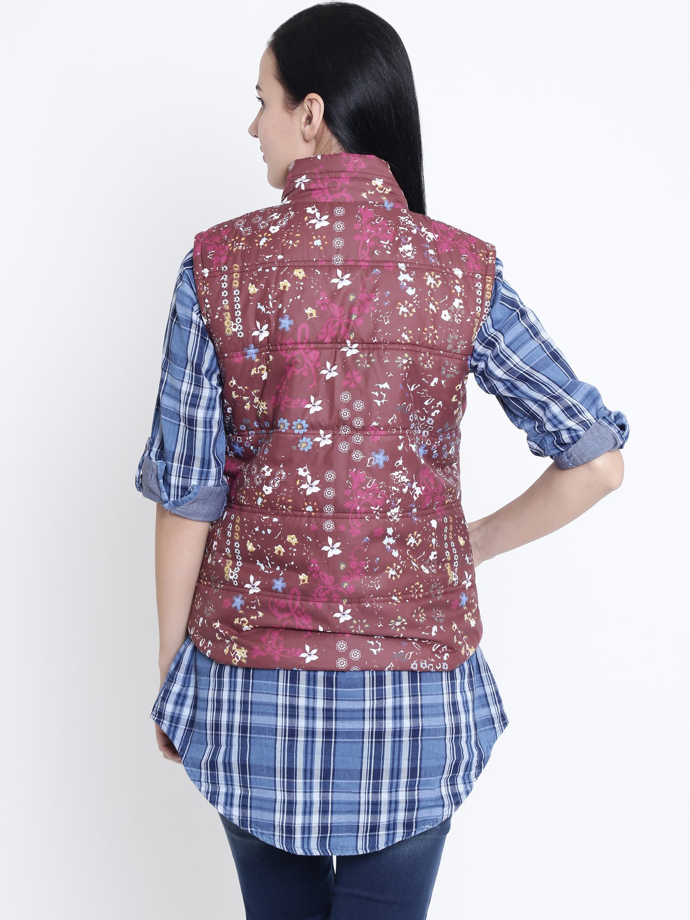 Maroon Padded Solid Jacket-Women Jackets-Crimsoune Club