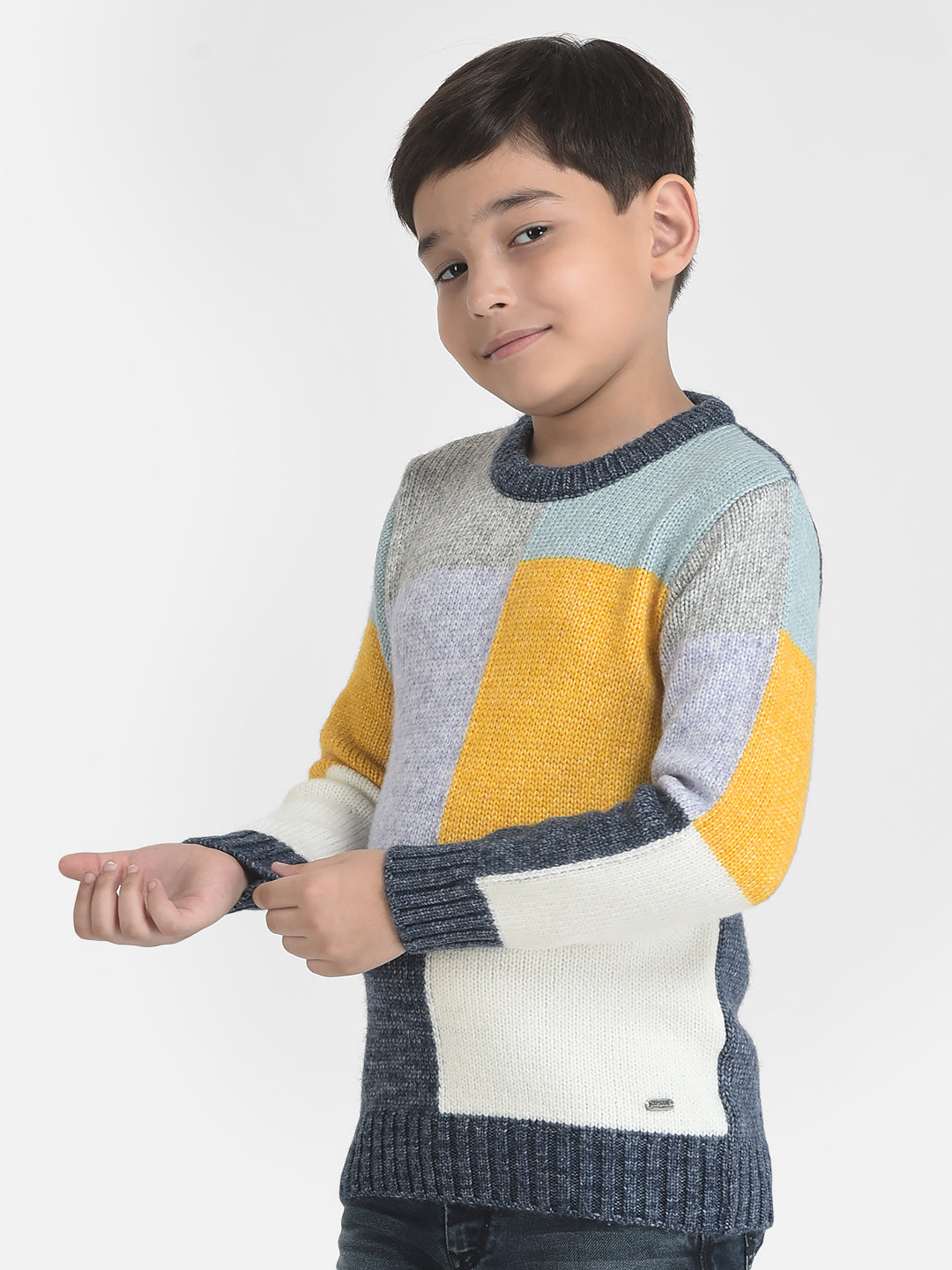 Colour-Blocked Sweater-Boys Sweaters-Crimsoune Club