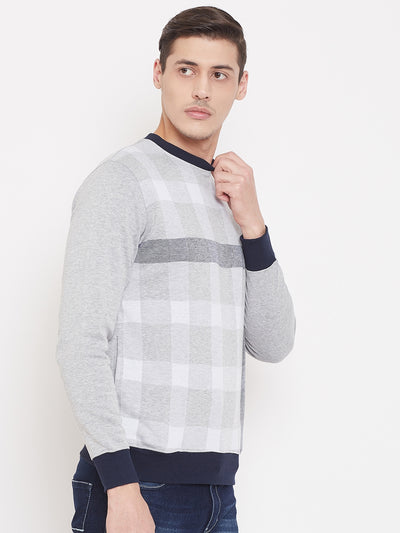 Checkered Grey Sweat Shirt-Mens Sweatshirts-Crimsoune Club