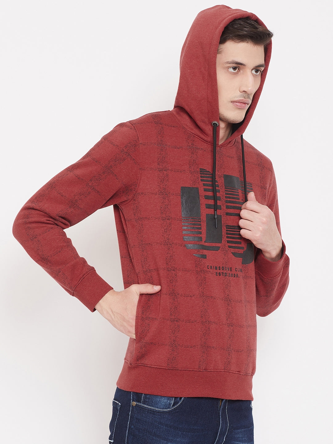 Printed Red Sweat Shirt-Mens Sweatshirts-Crimsoune Club