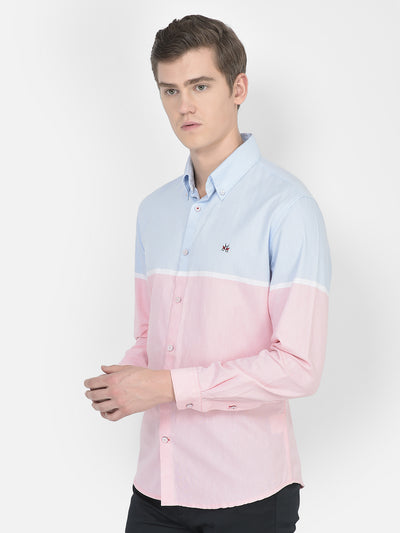 Pink Colour-Blocked Shirt-Men Shirts-Crimsoune Club