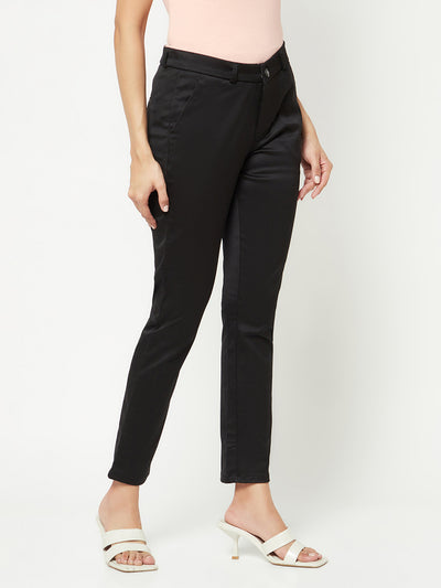 Black Slim Trousers-Women Trousers-Crimsoune Club