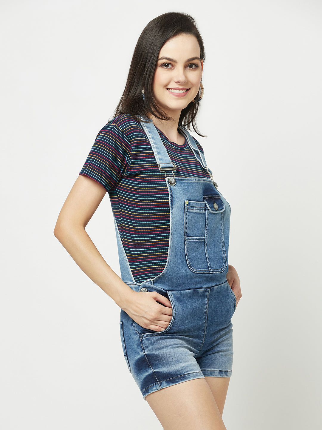 Denim Dungarees-Women Dungarees-Crimsoune Club