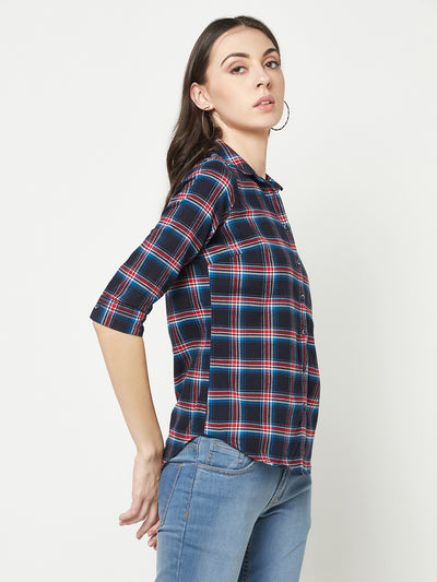 Red Checked Shirt-Women Shirts-Crimsoune Club