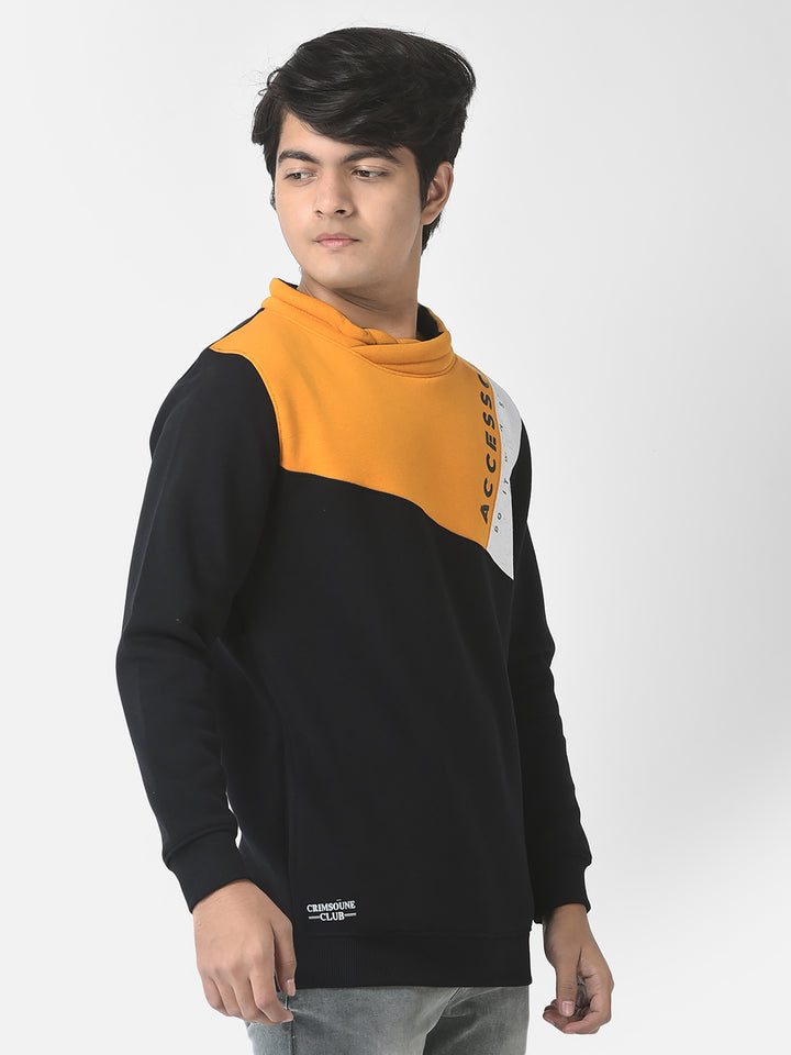 Mustard Colour-Blocked Sweatshirt-Boys Sweatshirts-Crimsoune Club