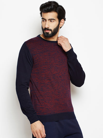 Maroon Solid Round Neck Sweater-Mens Sweaters-Crimsoune Club