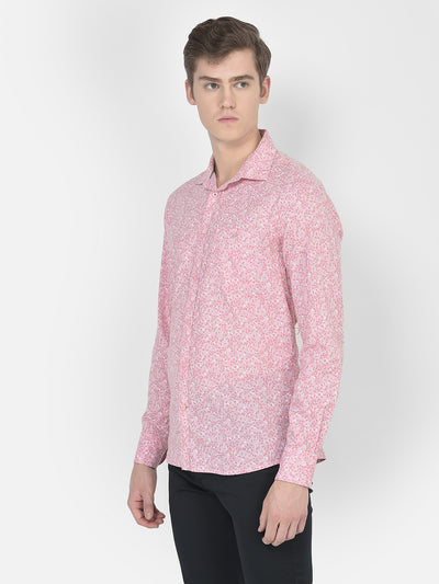 Baby Pink Floral Shirt-Men Shirts-Crimsoune Club