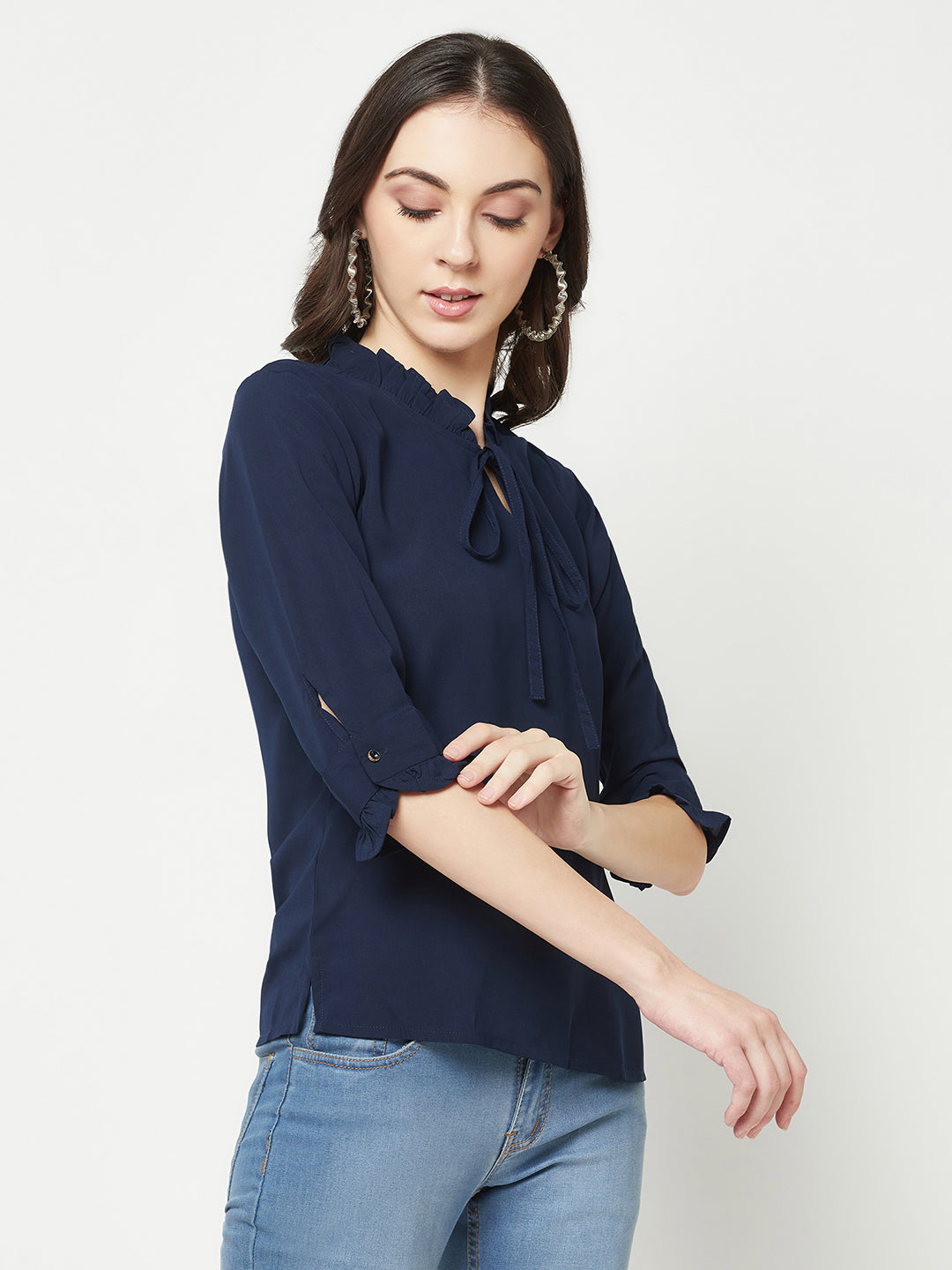 Navy Blue Top-Women Tops-Crimsoune Club