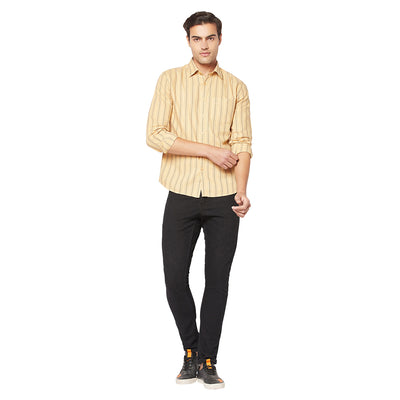 Striped Yellow Shirt-Men Shirts-Crimsoune Club