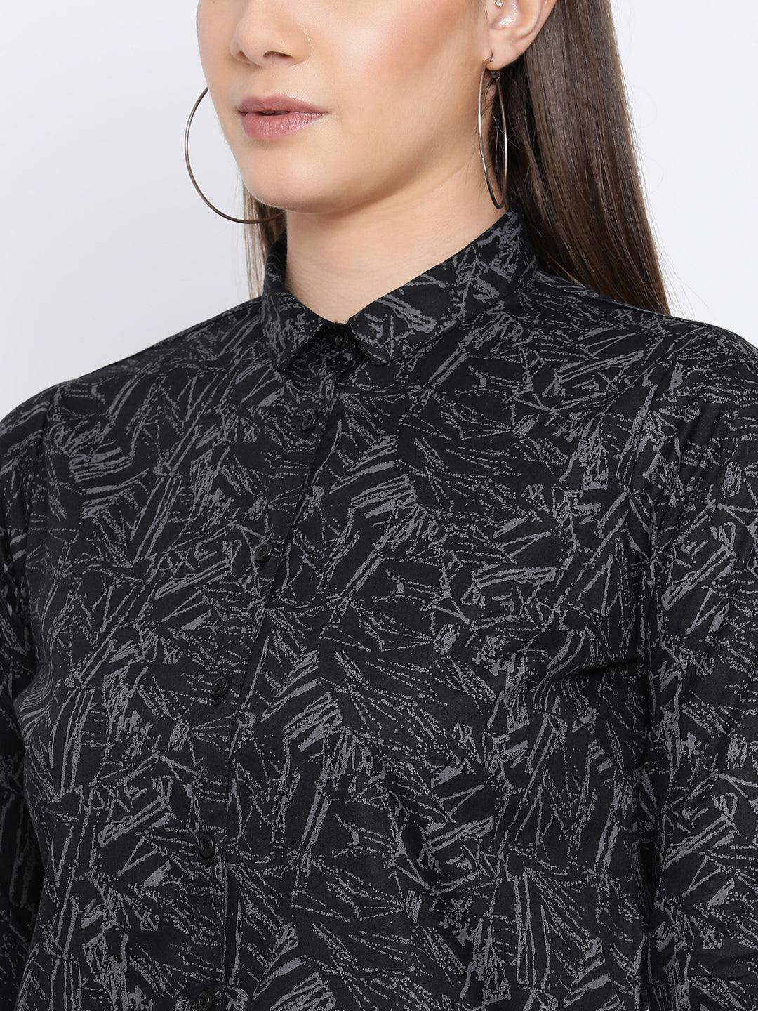 Black Printed Shirt-Women Shirts-Crimsoune Club