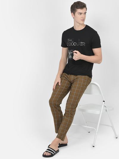 Brown Checked Lounge Pants-Men Lounge Pants-Crimsoune Club