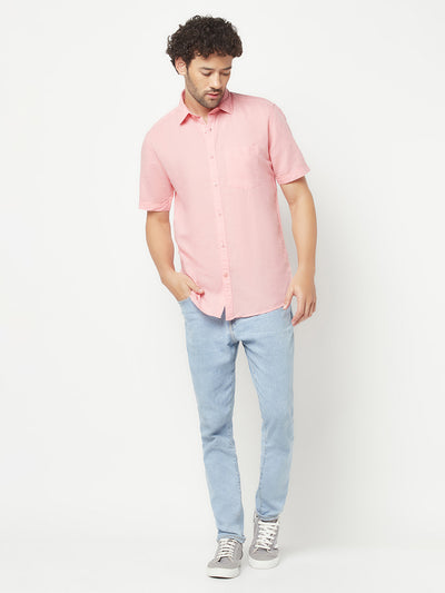 Pink Linen Shirt-Men Shirts-Crimsoune Club