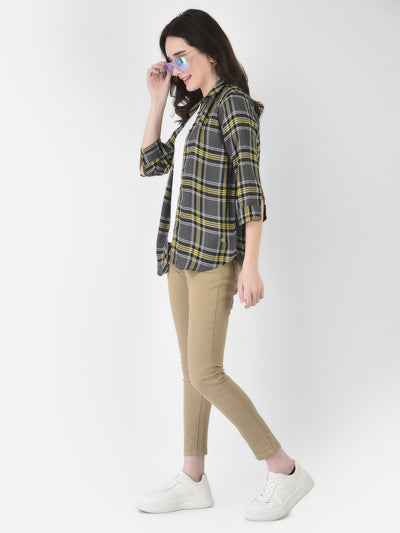 Grey Checked Shirt-Women Shirts-Crimsoune Club