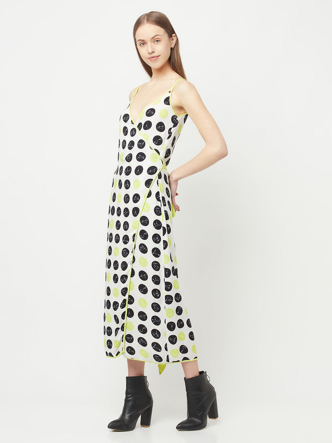 Neon Polka Dot Wrap Dress-Women Dresses-Crimsoune Club