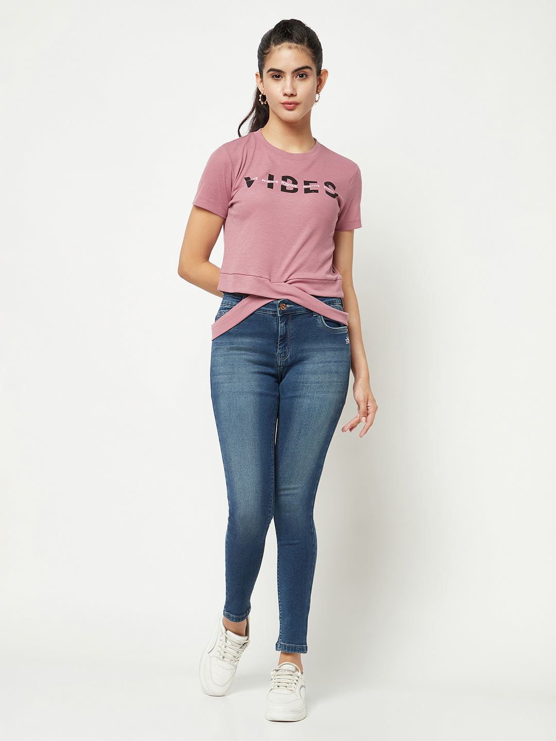 Blue Skinny Ankle Length Jeans-Women Jeans-Crimsoune Club