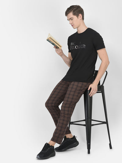 Brown Tartan Checked Lounge Pants-Men Lounge Pants-Crimsoune Club