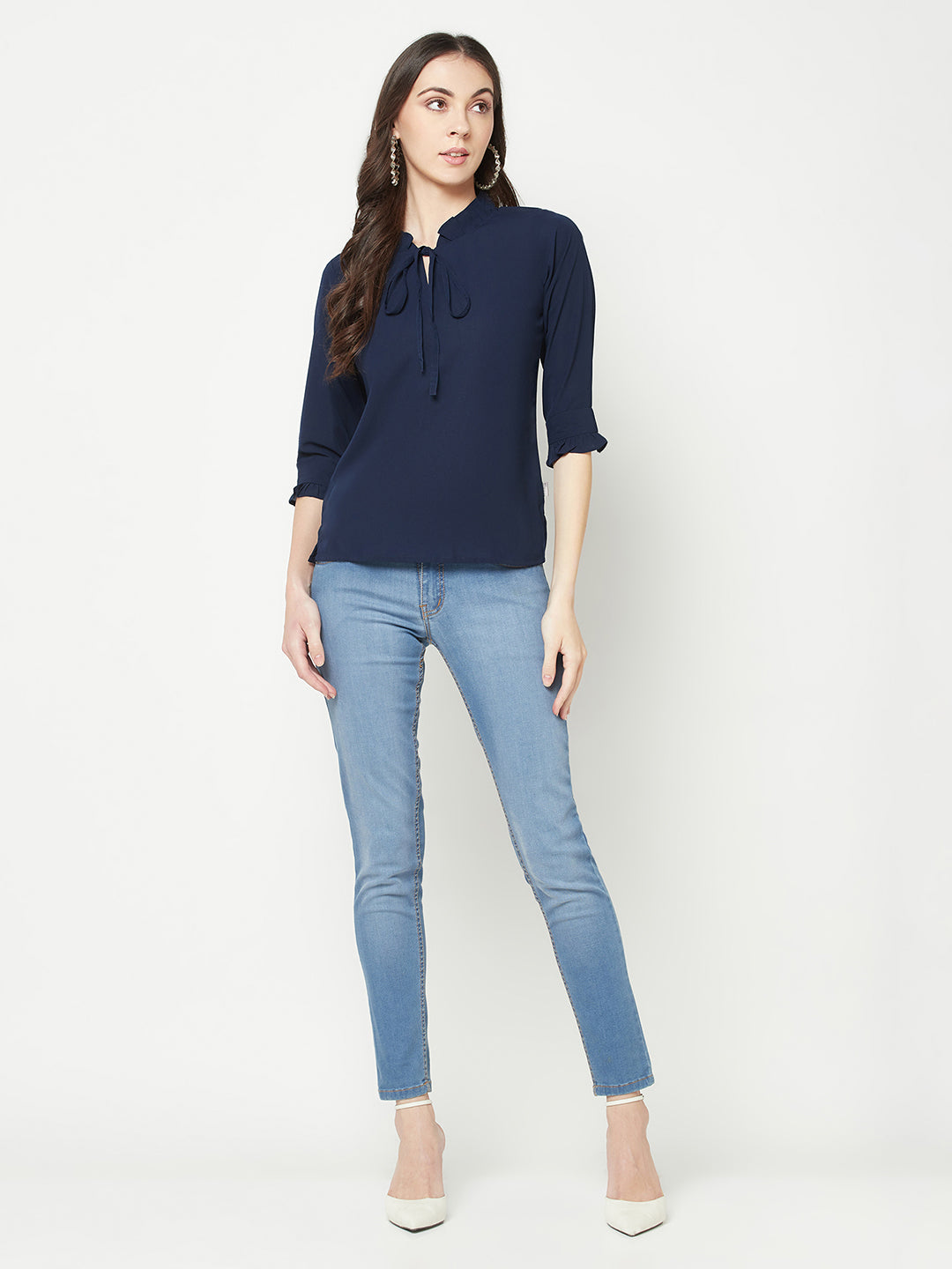 Navy Blue Top-Women Tops-Crimsoune Club