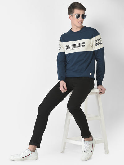 Teal Blue Contemplation Sweatshirt-Mens Sweatshirts-Crimsoune Club