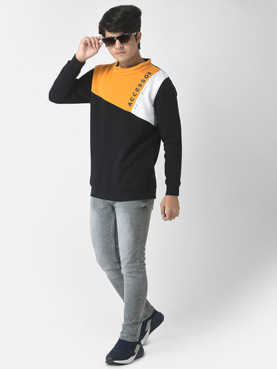 Mustard Colour-Blocked Sweatshirt-Boys Sweatshirts-Crimsoune Club
