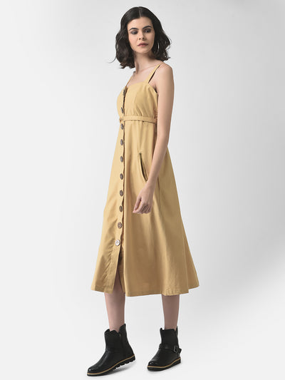 Khaki Midi Dress-Women Dresses-Crimsoune Club