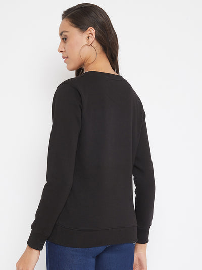 Solid Black Sweat Shirt-Women Sweatshirts-Crimsoune Club