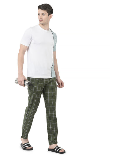 Olive Green Checked Lounge Pants-Men Lounge Pants-Crimsoune Club