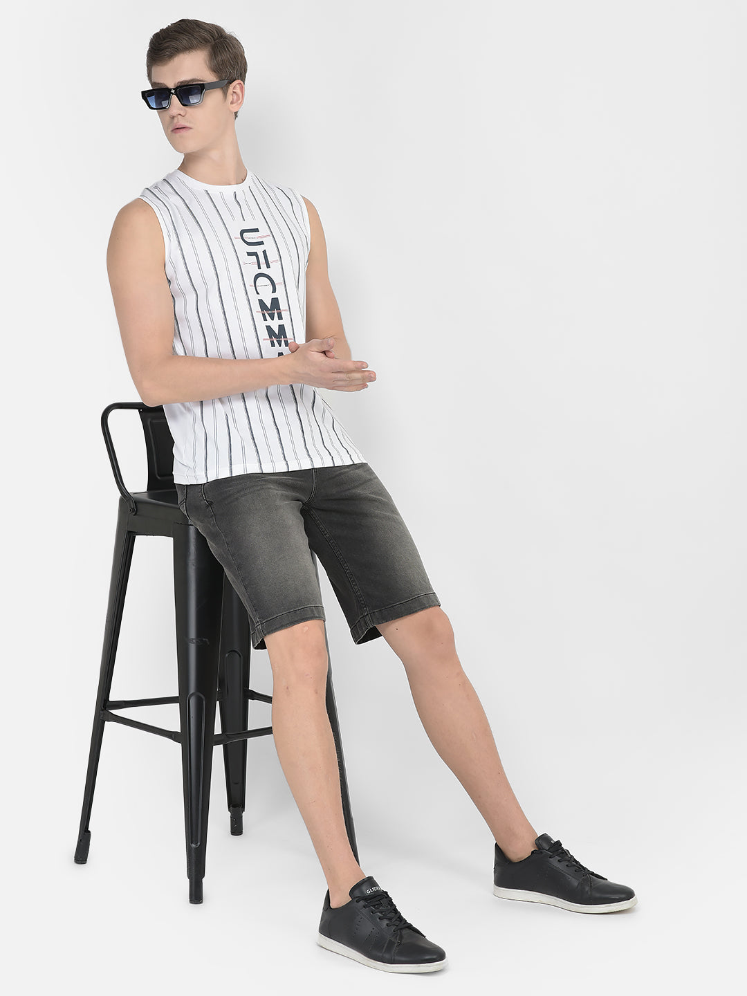 White Striped Tank T-Shirt-Men T-Shirts-Crimsoune Club