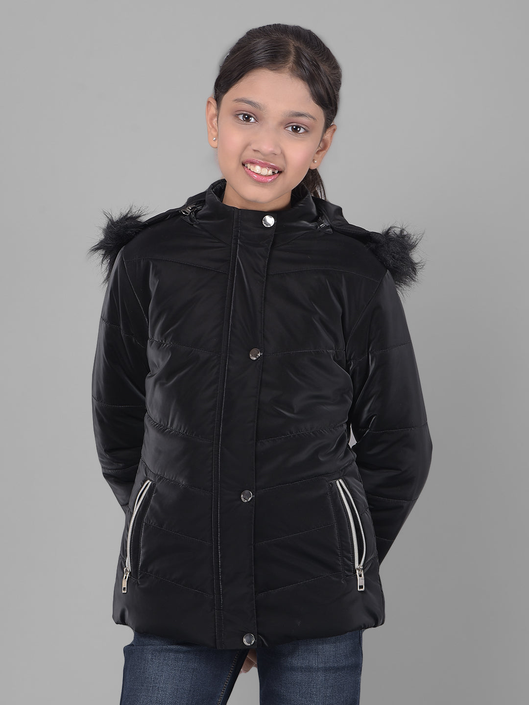 Black Puffer Jacket-Girls Jackets-Crimsoune Club