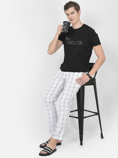 White Windowpane Checked Lounge Pants-Men Lounge Pants-Crimsoune Club